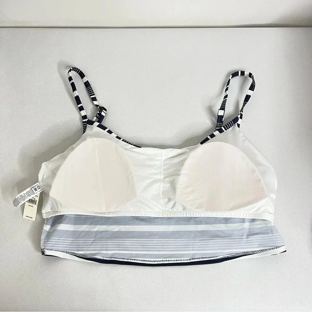 Aerie Scoop Bikini Top Long Line Striped Size XXL Color Navy Blue/ White - Image 3