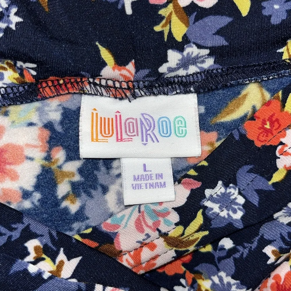 LuLaRoe NWOT Size L Blue - Floral Print Long Sleeve Amber Hoodie Sweatshirt - Image 5