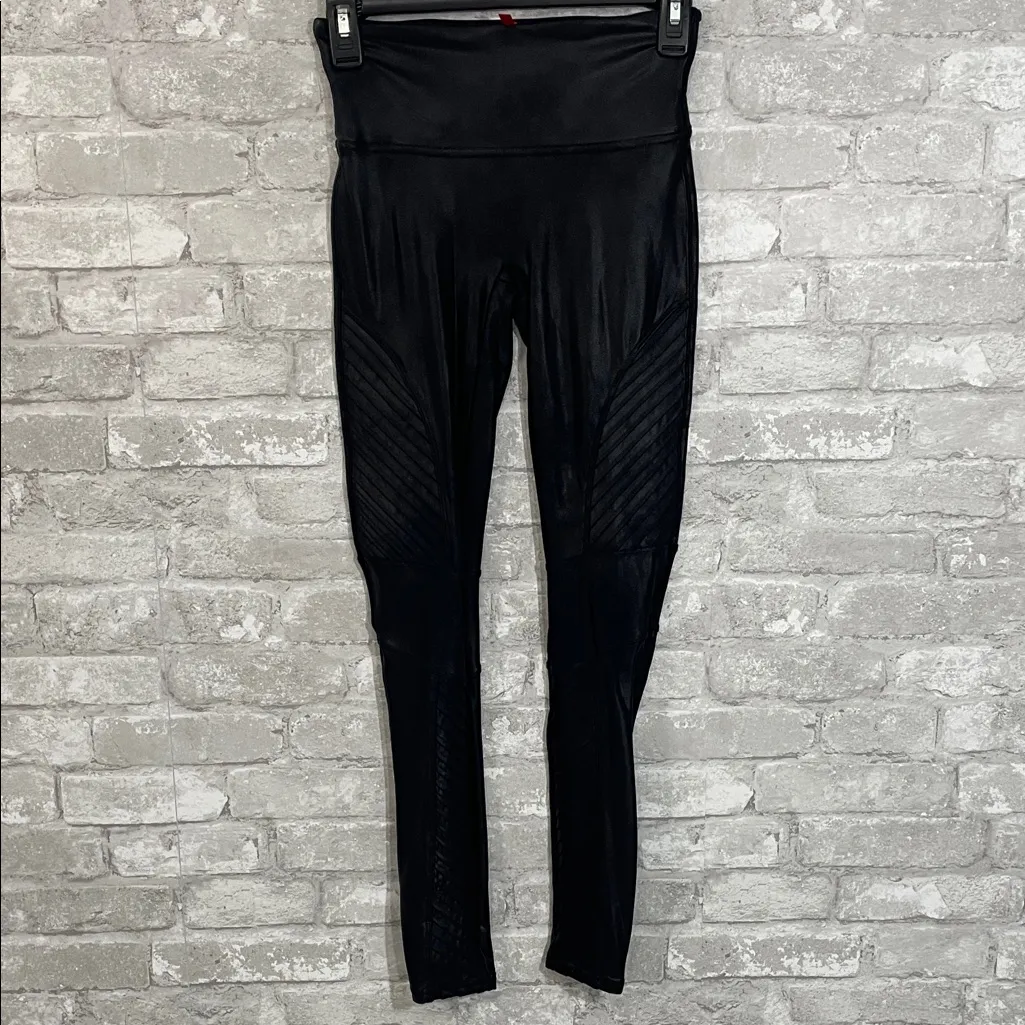 SPANX Black Faux Leather Leggings - Image 2