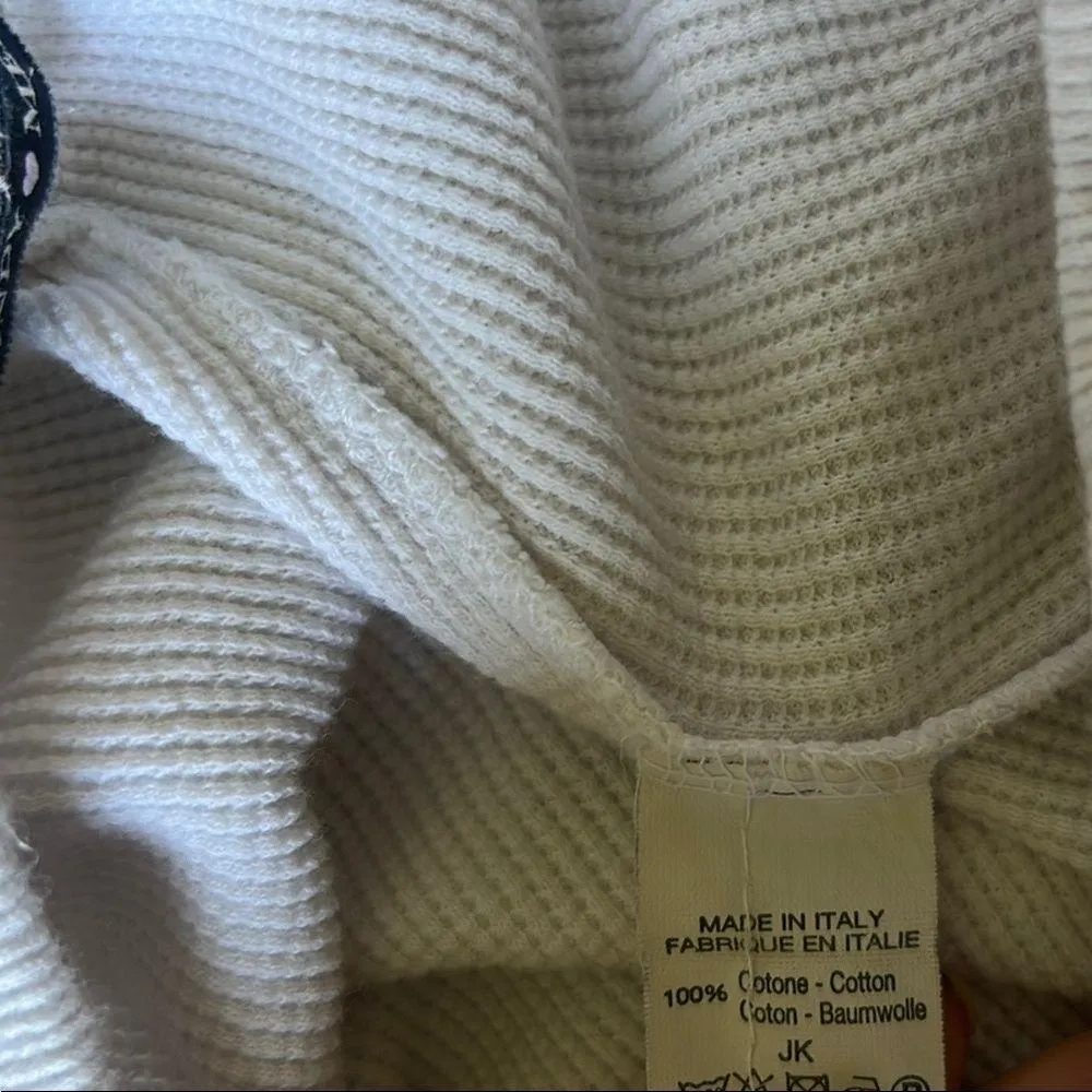 Brandy Melville White/Blue Trim Waffle Knit Lounge Shorts - Image 5