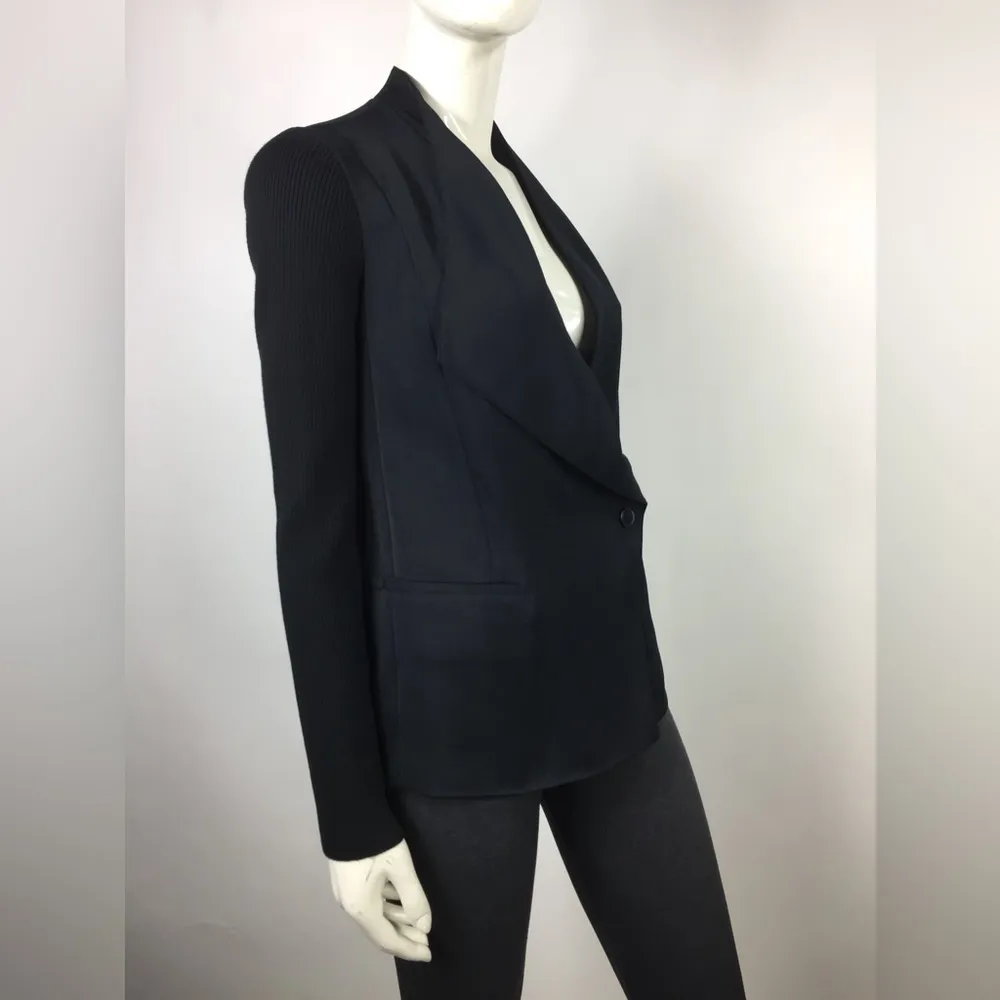 Vince Draped Blazer with Ribbed Knit Sleeves Size 0 - Image 9