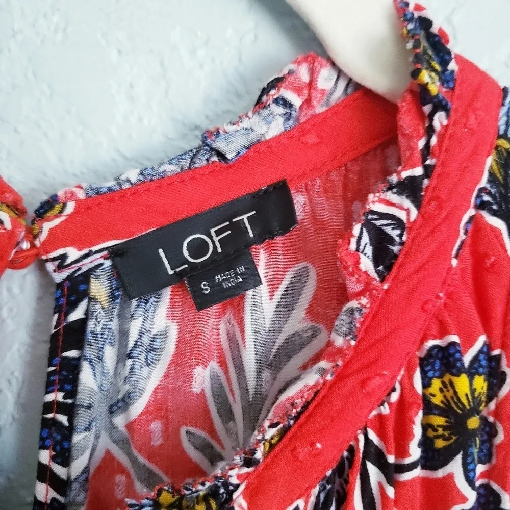 LOFT Red Floral Island Party Halter Romper - Image 6