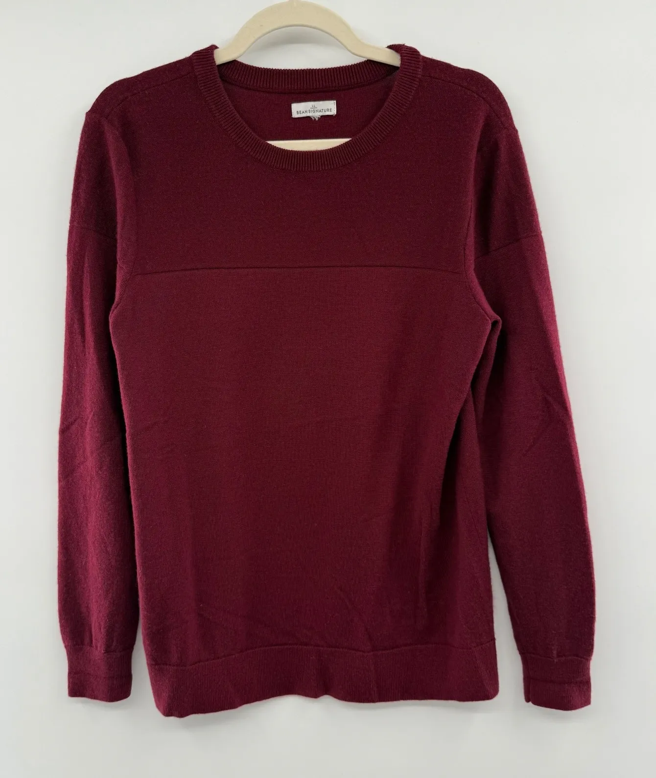 L.L.Bean Signature Merino Wool Sweater Women's Small Burgundy Crewneck Red - Image 1