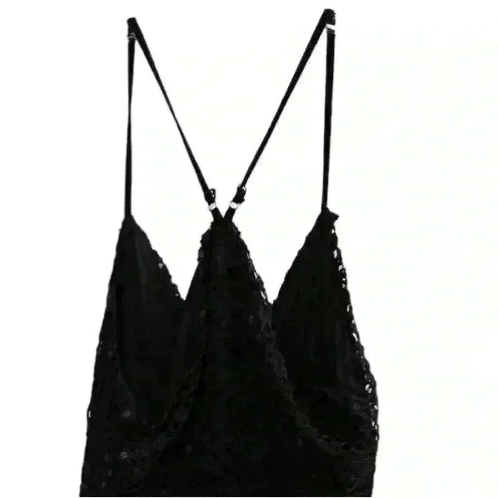 Lulus Women's XL Black Crochet Sleeveless V-Neck Midi Dress-NWT - Image 9