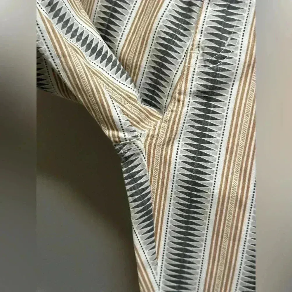 NEW | Altar’d State Boho Striped Bell Bottom Flare Jeans Women M Tan/Grey/White - Image 4