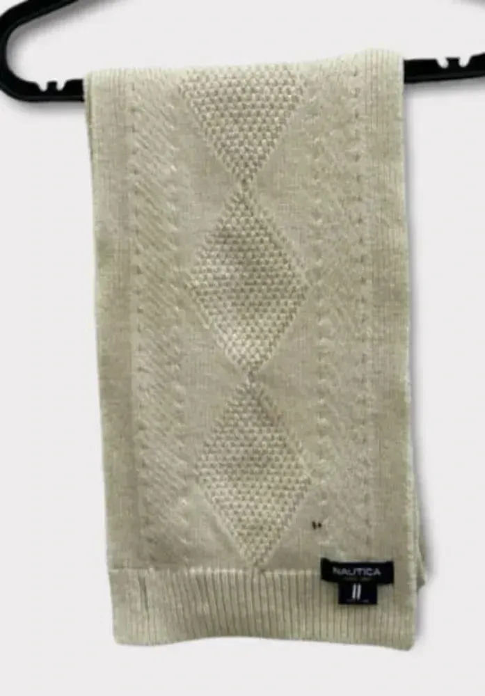 Nautica Cable Knit Wool Blend Scarf 9.5 inch by 17 inch Cream New without‎ tags‍ - Image 4