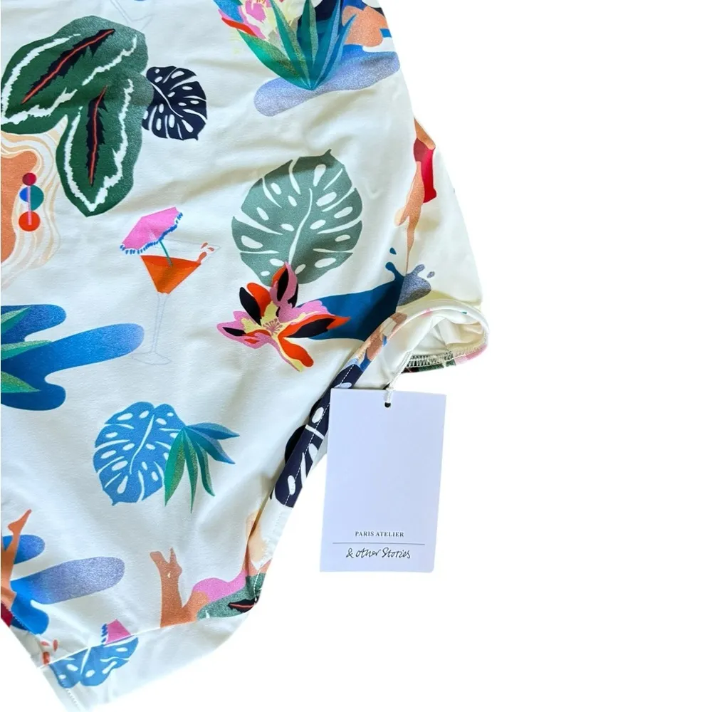 & Other Stories NEW One Shoulder Printed Swimsuit - Image 5