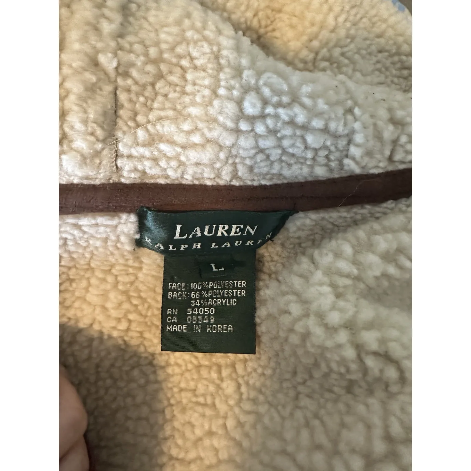 Vintage Lauren Ralph Lauren Brown Suede Sherpa Vest L Western Boho Gorpcore - Image 4