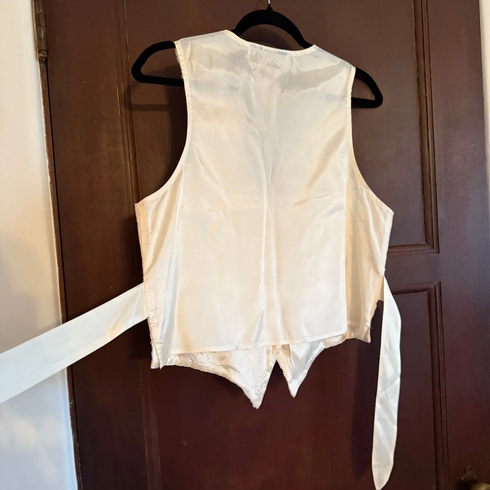 90s Vintage cream Lace Tie Back Vest Sophisticates by Jonathan Martin Small - Image 5