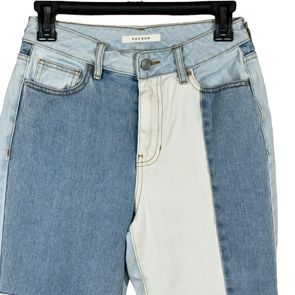 Pacsun SZ 25 Hopper Patch Mom Jeans Hi-Rise Relaxed Leg Zip-Fly Rigid Blue - Image 2