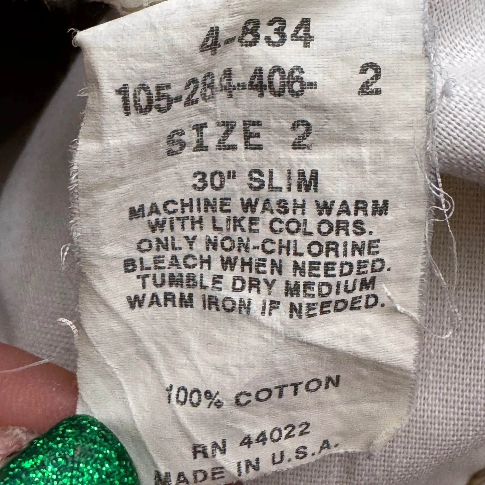 Vintage 90s London Jean Khaki Slim Straight Cotton Jeans Size 2 - Image 3