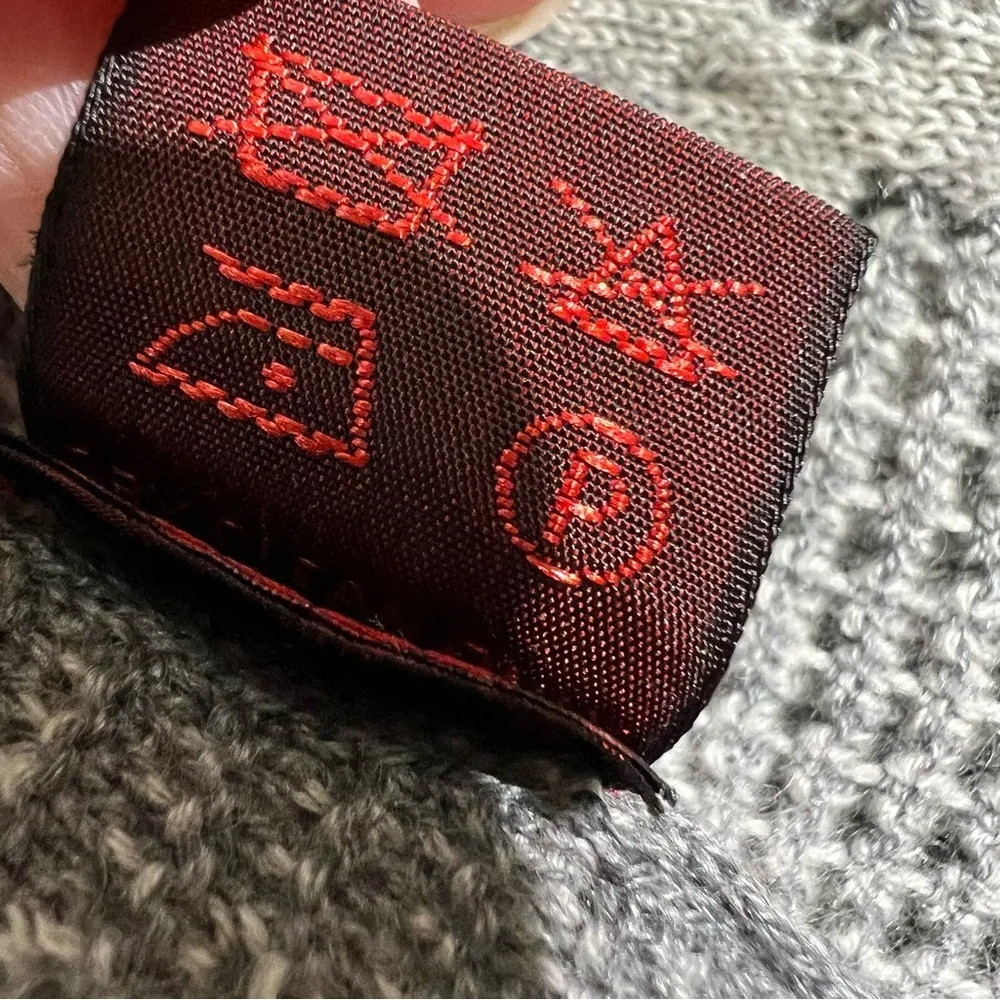 Martucci Roma Cashmere & Silk Open Cardigan Gray Floral Fringe Italy Silver Size M - Image 5