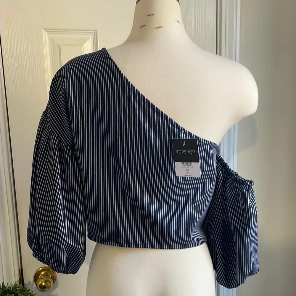 One-Shoulder Striped Blue Top - Image 2