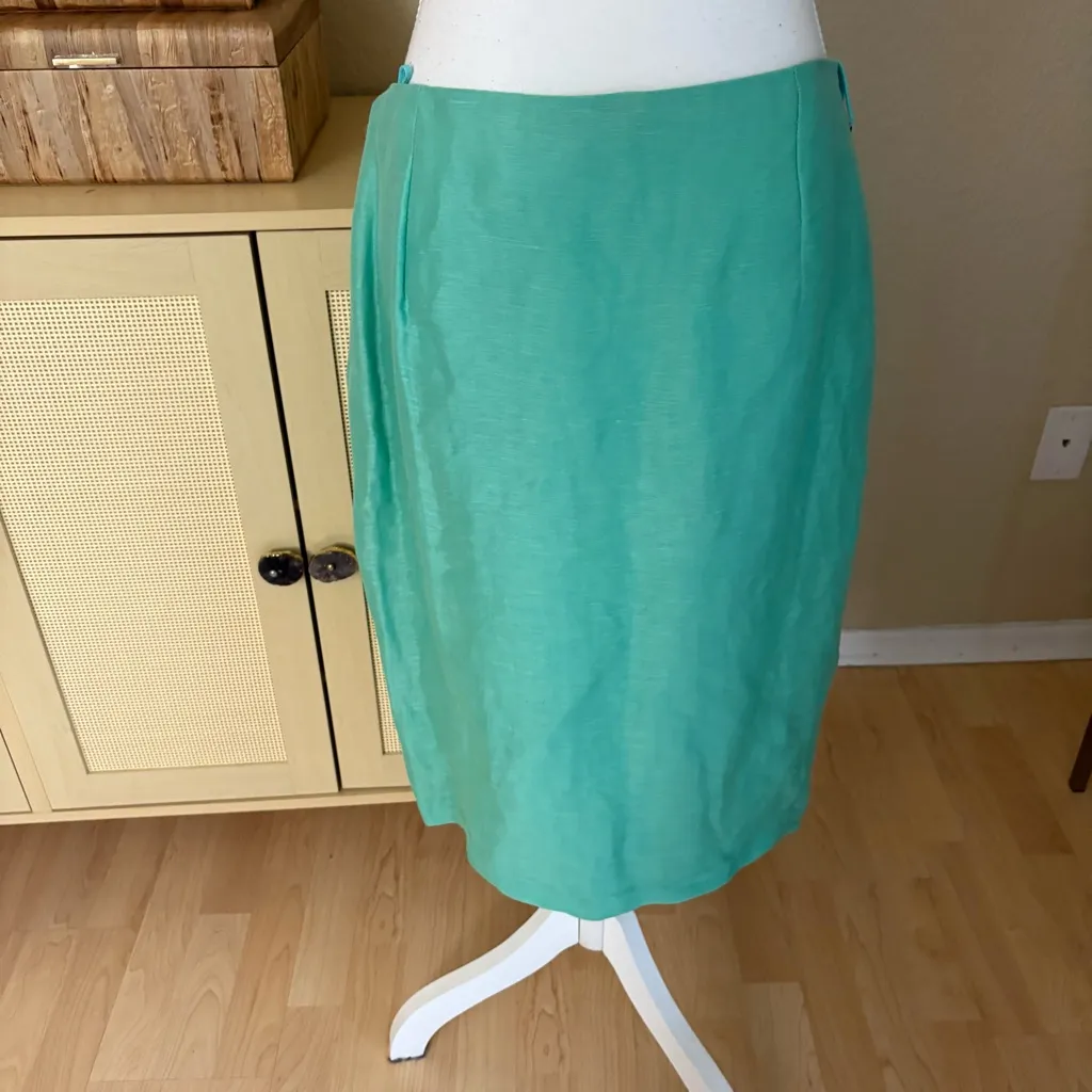 GIANNI VERSACE Vintage Silk Linen Blend Pencil‎ Skirt Green Size 46 NWT - Image 5