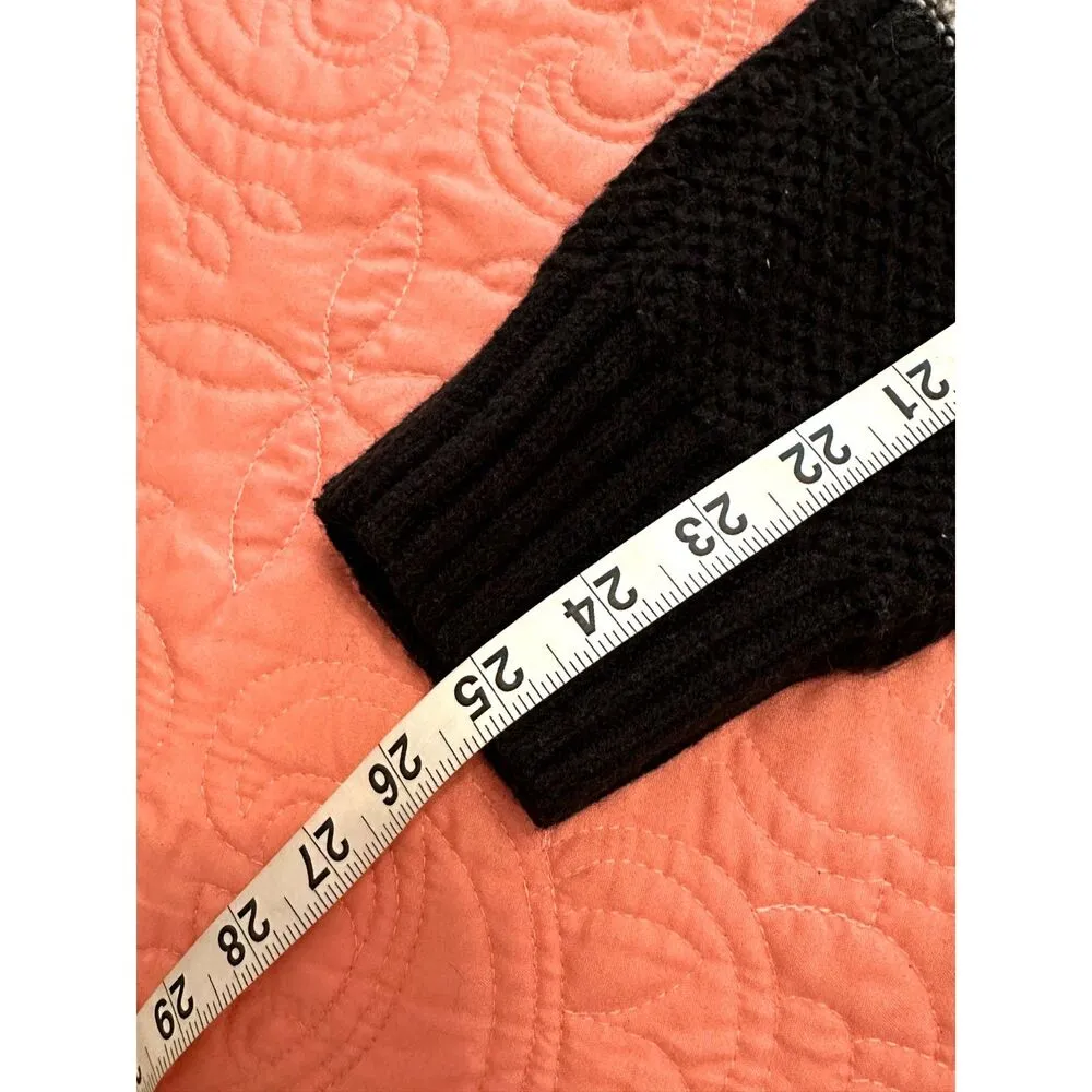 Women’s Color Block Netted Texture Pullover Sweater Black Size Small - Image 6