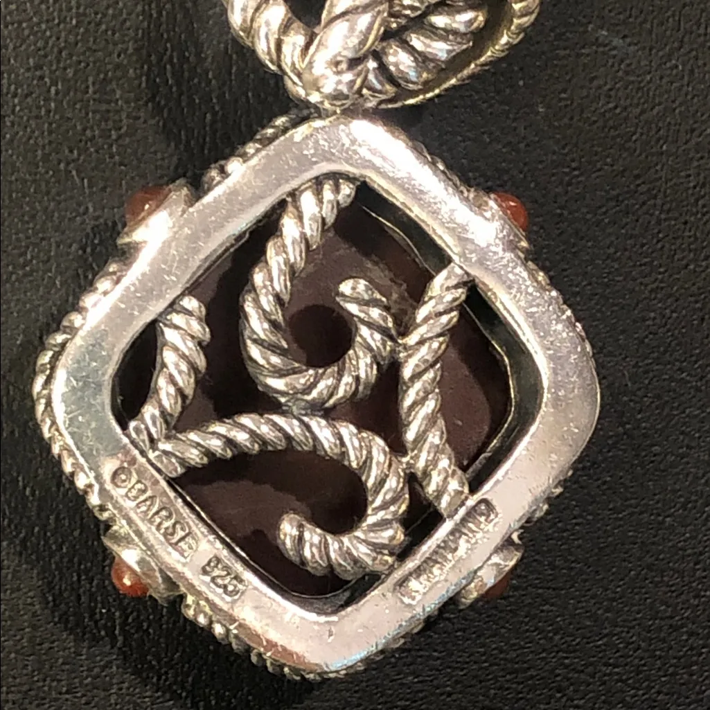 BARSE Reversible Sterling Silver & Carnelian Rope Design Toggle Necklace - Image 8