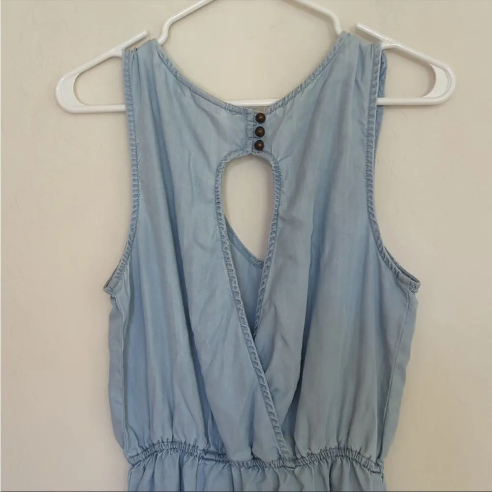 Anthro holding horses blue chambray embroidered dress small - Image 5