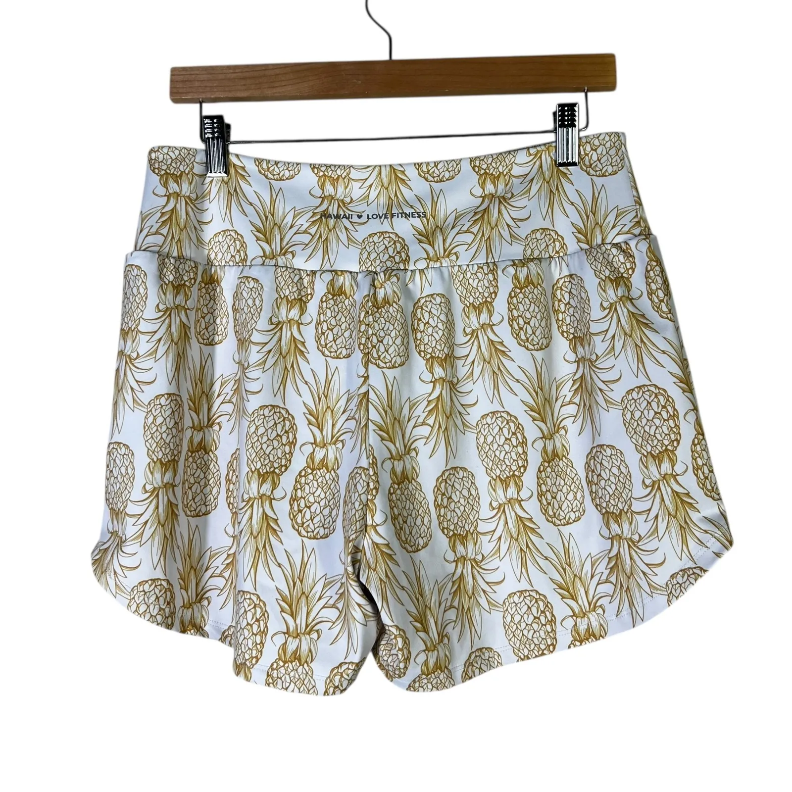 Love Fitness Pineapple Runner Shorts White Gold Size L Workout Athleisure Ftm Size L - Image 4