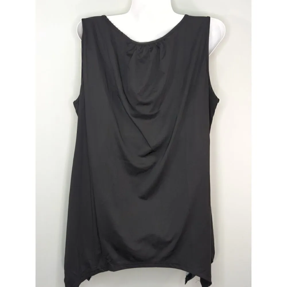 Rosegal Blue & Black Floral Front Cut Out Sleeveless Top Large NWT‎ - Image 3