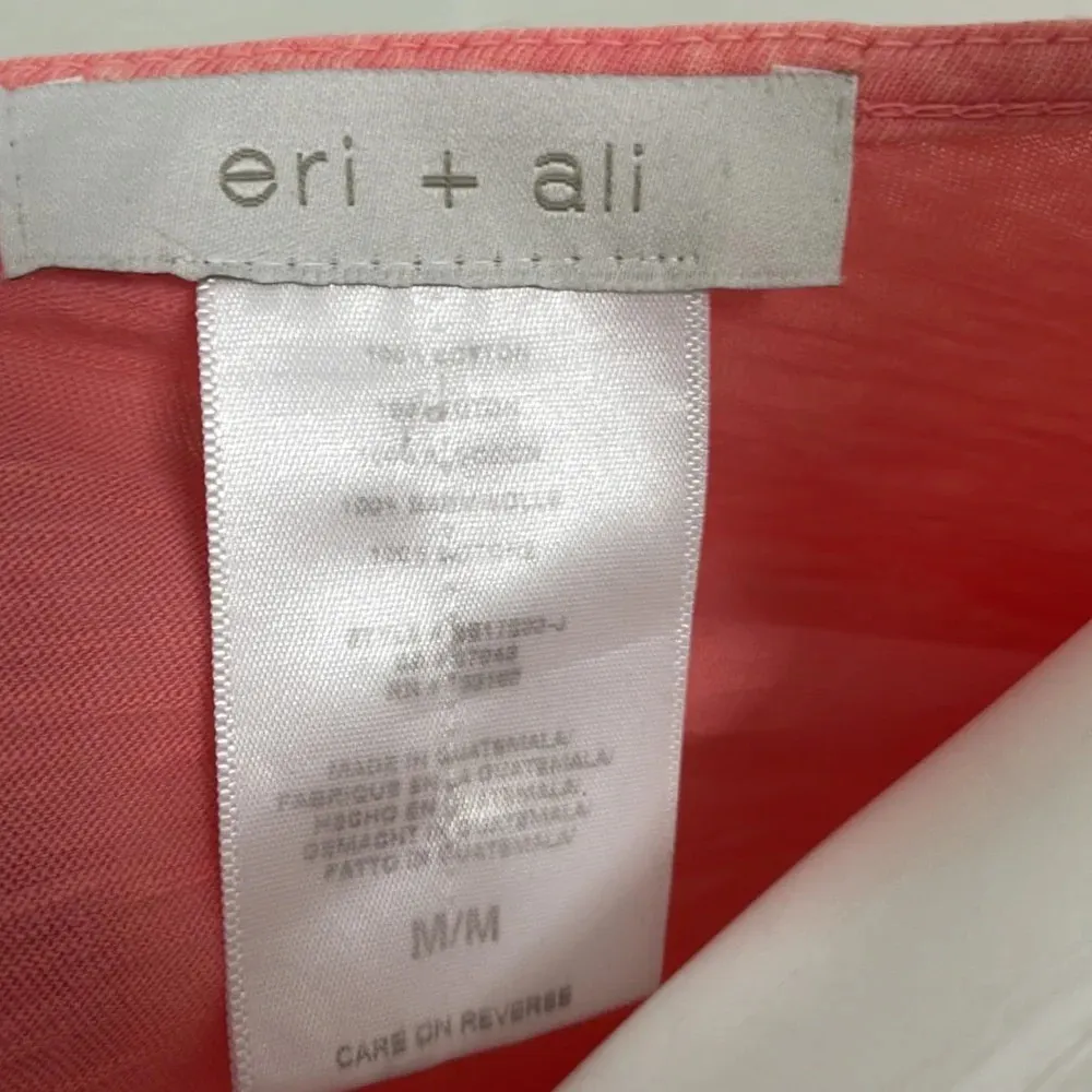 ANTHROPOLOGIE eri + ali  Coral Peplum Tasseled Tank Top Size Medium - Image 10