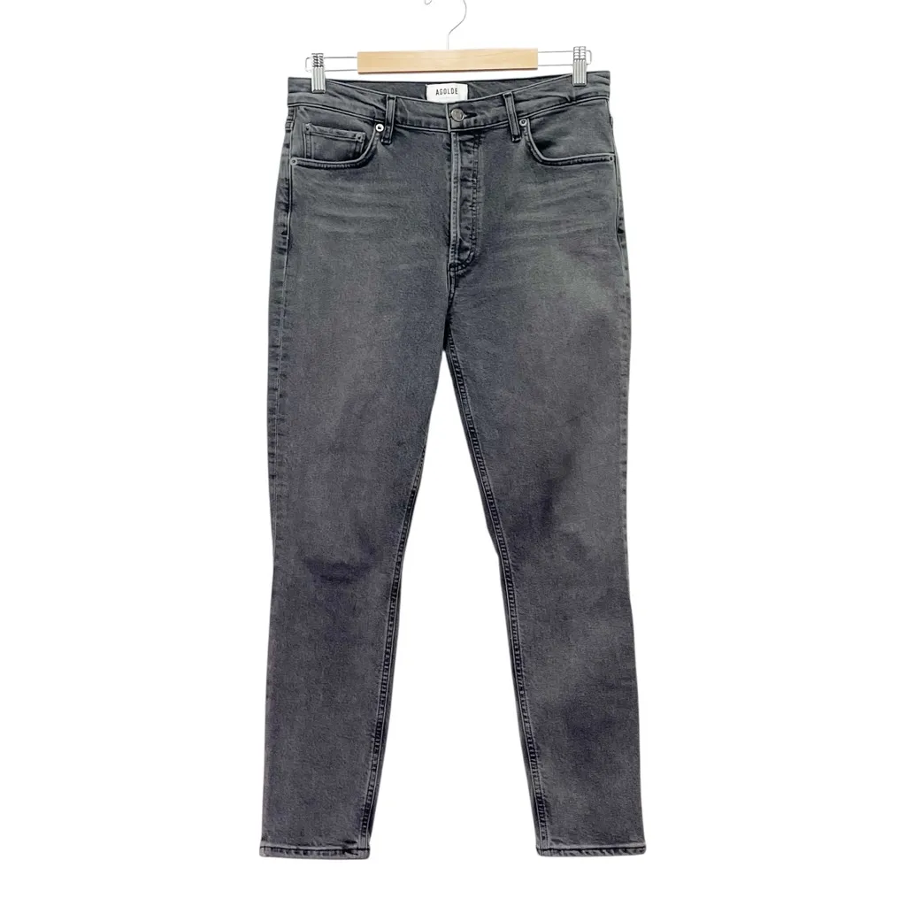 AGOLDE Nico High Rise Cropped Slim Jeans Gray Ceremony Wash Button Fly Size 29 - Image 2
