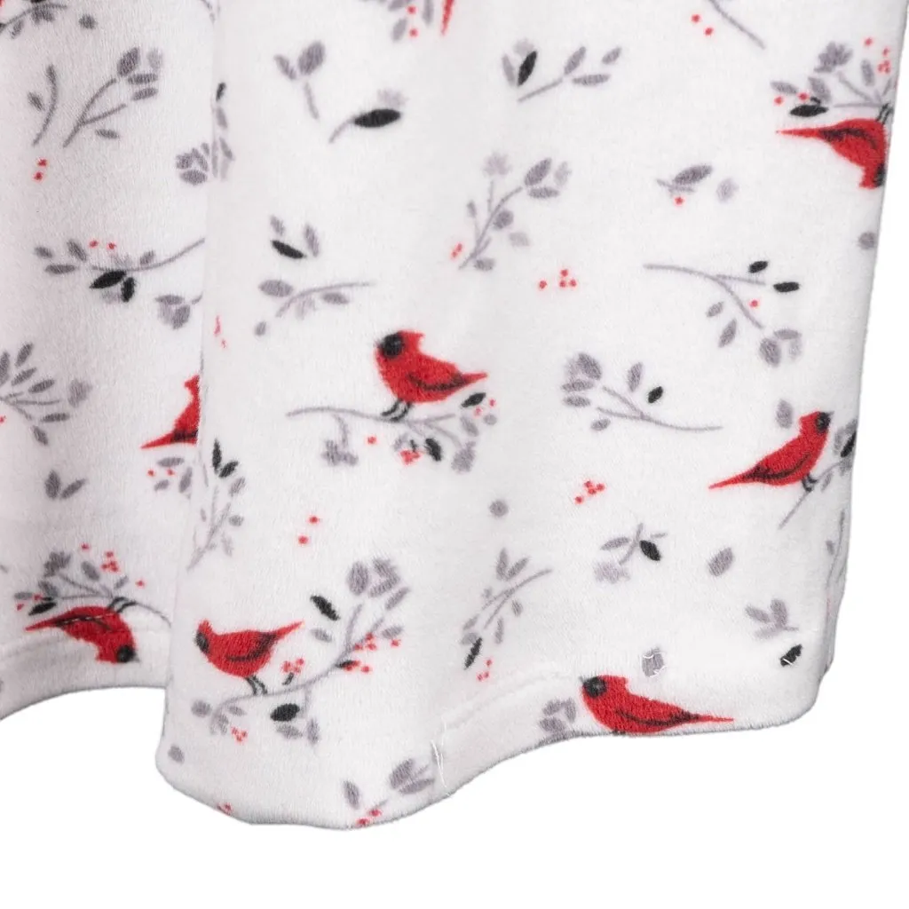 Aria Collection Fleece Cardinal Nightgown M Womens Long Sleeve White Red Winter - Image 5