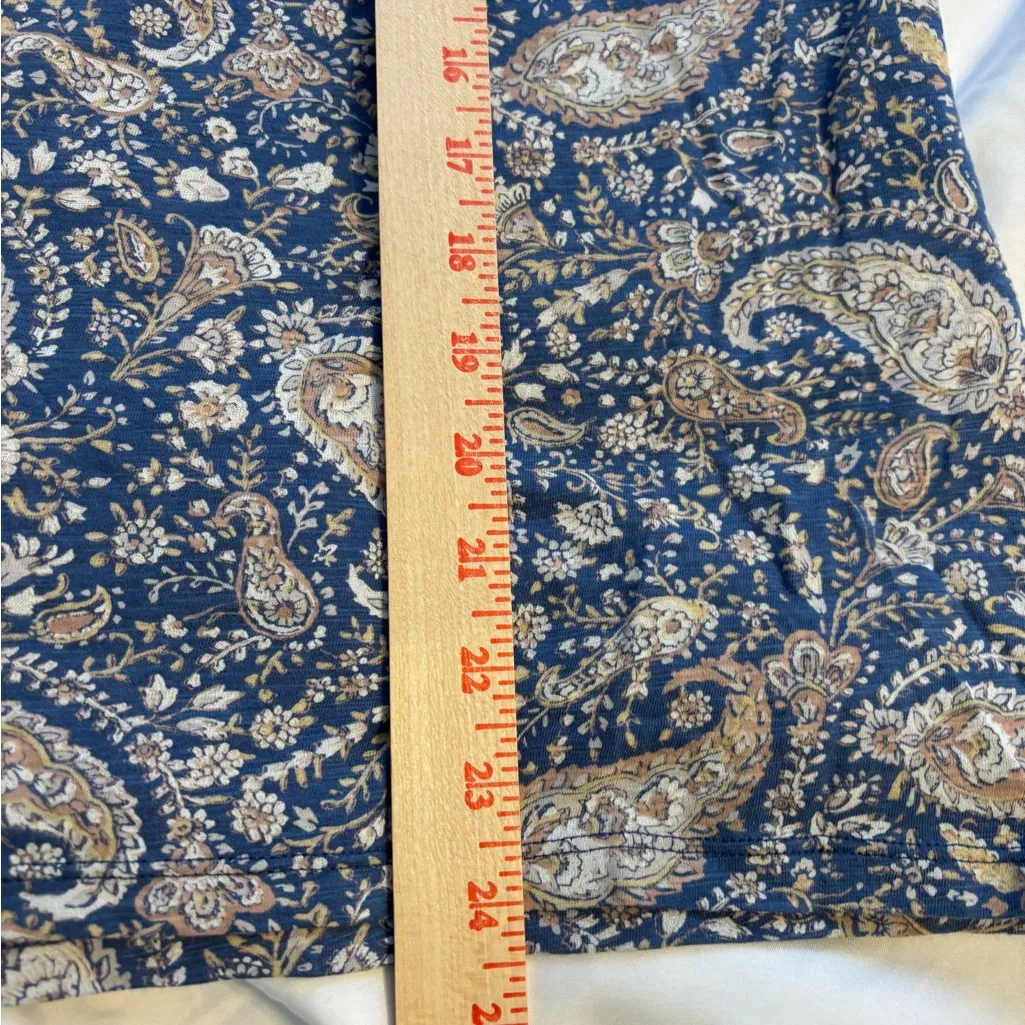 Lucky Brand Blue Paisley Boho Blouse XL Tie Neck Long Sleeve - Image 6