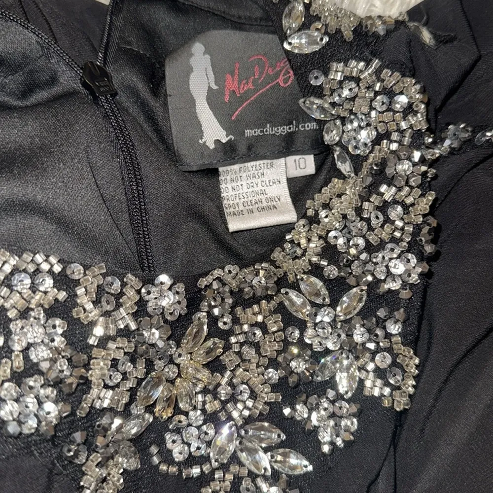 NWOT MAC DUGGAL 41018I High Neck Jewel Collar With Slit black Gown Sz 10 - Image 4