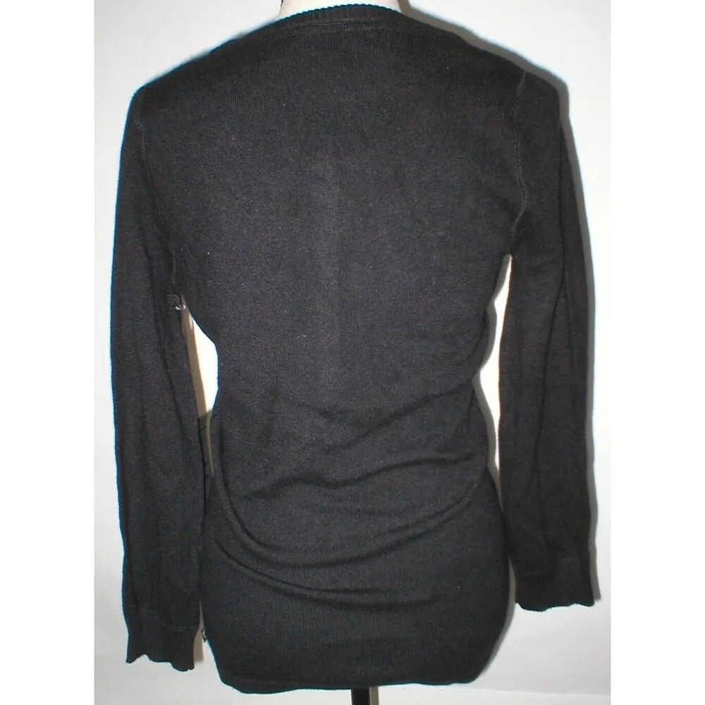 New Womens Designer True Religion Jeans Black Sweater Top NWT XS Henley Cashmere - Image 3
