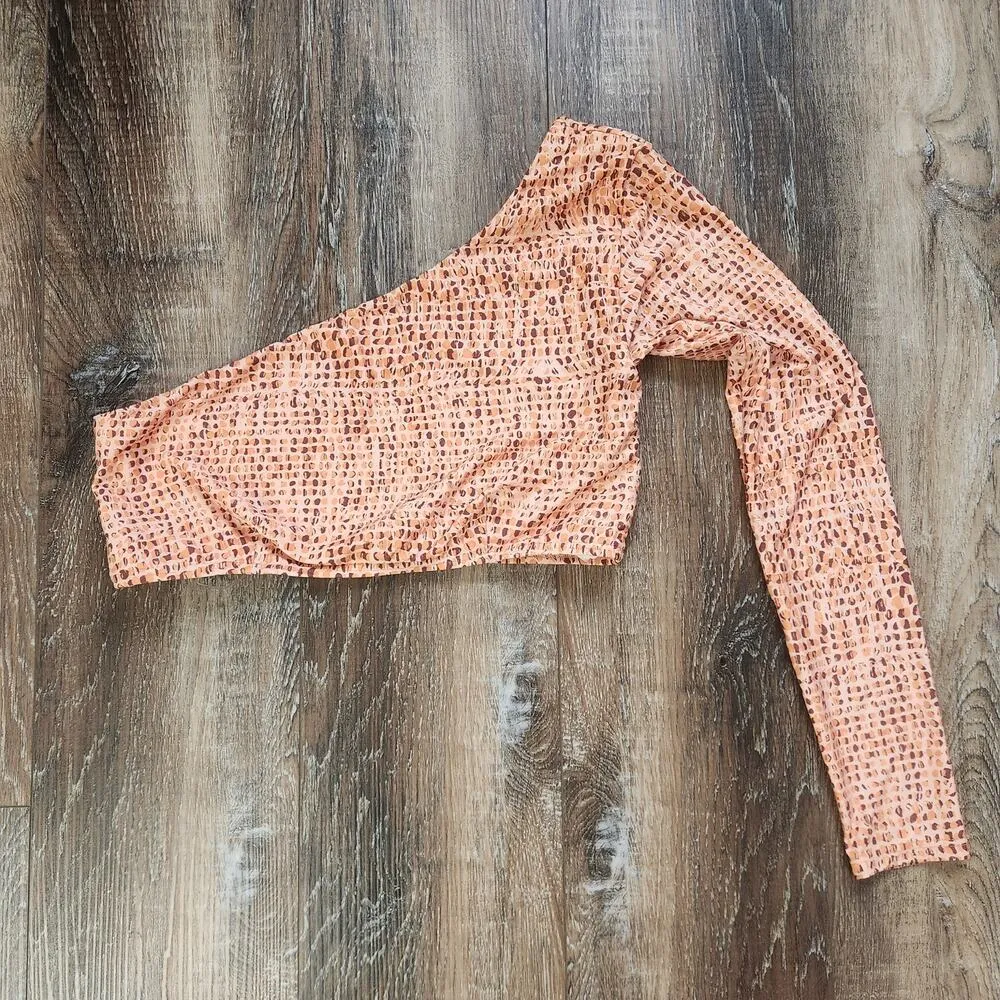 L*Space Cardi Rashguard Top in Wild Bunch Orange Medium One Sleeve - Image 2