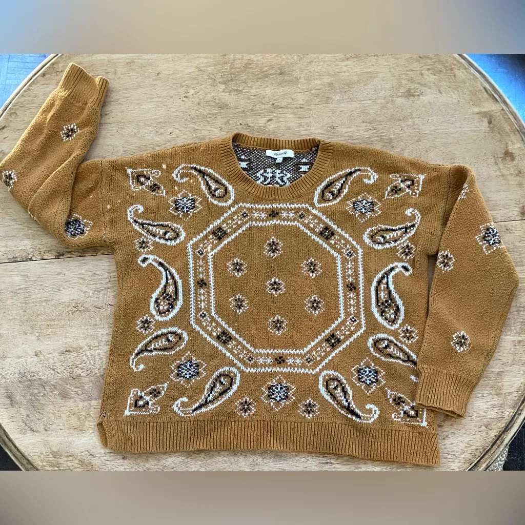 Madewell Women’s‎ Sz M Bandana Pullover Sweater - Image 6