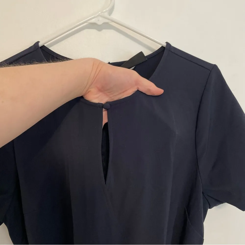 LANE BRYANT Plus Size Lena Faux Wrap Keyhole Jumpsuit Navy Blue Belted Tie Party - Image 5