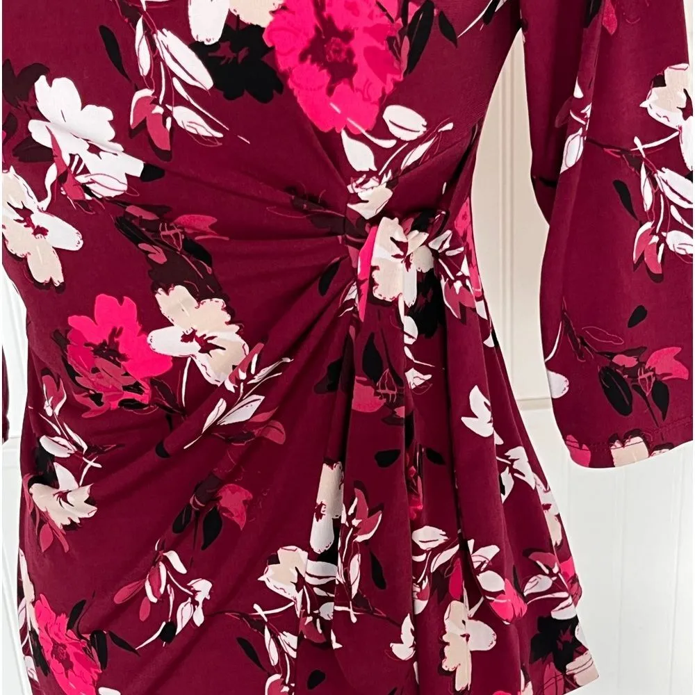 Alfani Burgundy Floral Print Side-Tie Top - Image 4