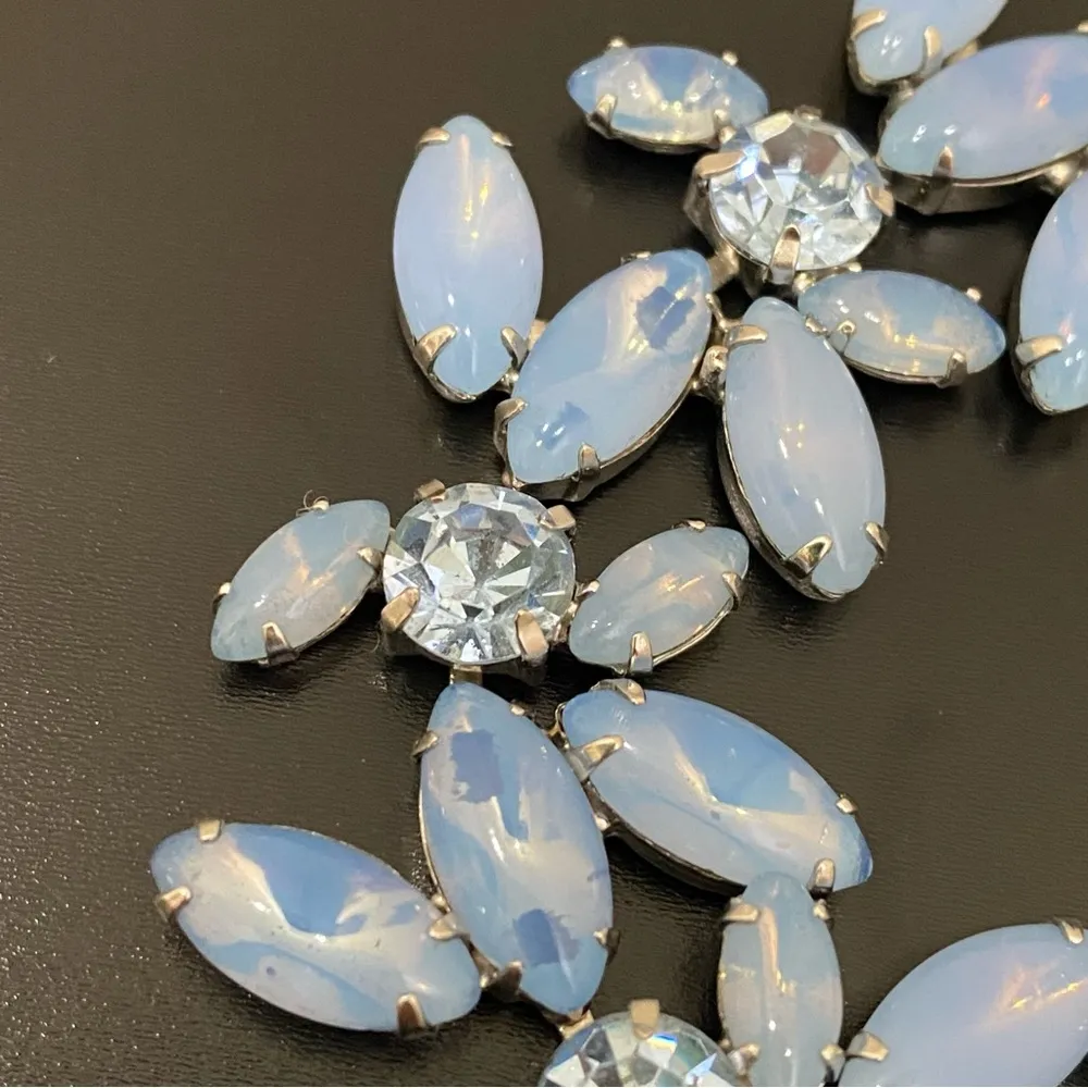 Vintage Unsigned JULIANA? Blue Opaline Navette Rhodium Plated 7”Link Bracelet - Image 16