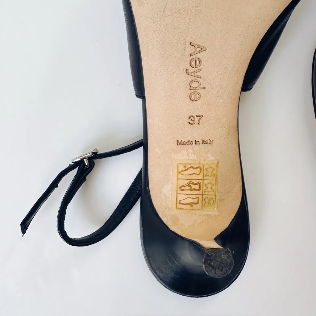 Aeyde Saba Buckled Slingback Heels Black Size 7 - Image 7