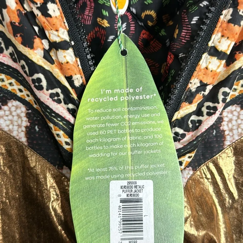 FARM Rio Women's Borogodo Metallic Quilted Reversible Puffer Jacket Size Large - Image 10