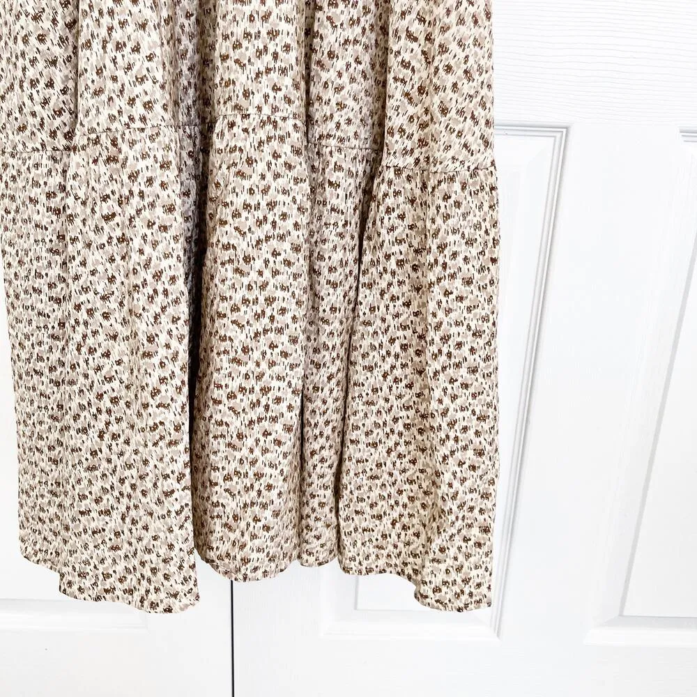 Chelsea28 Tiered Maxi Dress in Beige Angora Animal Dots - Image 7