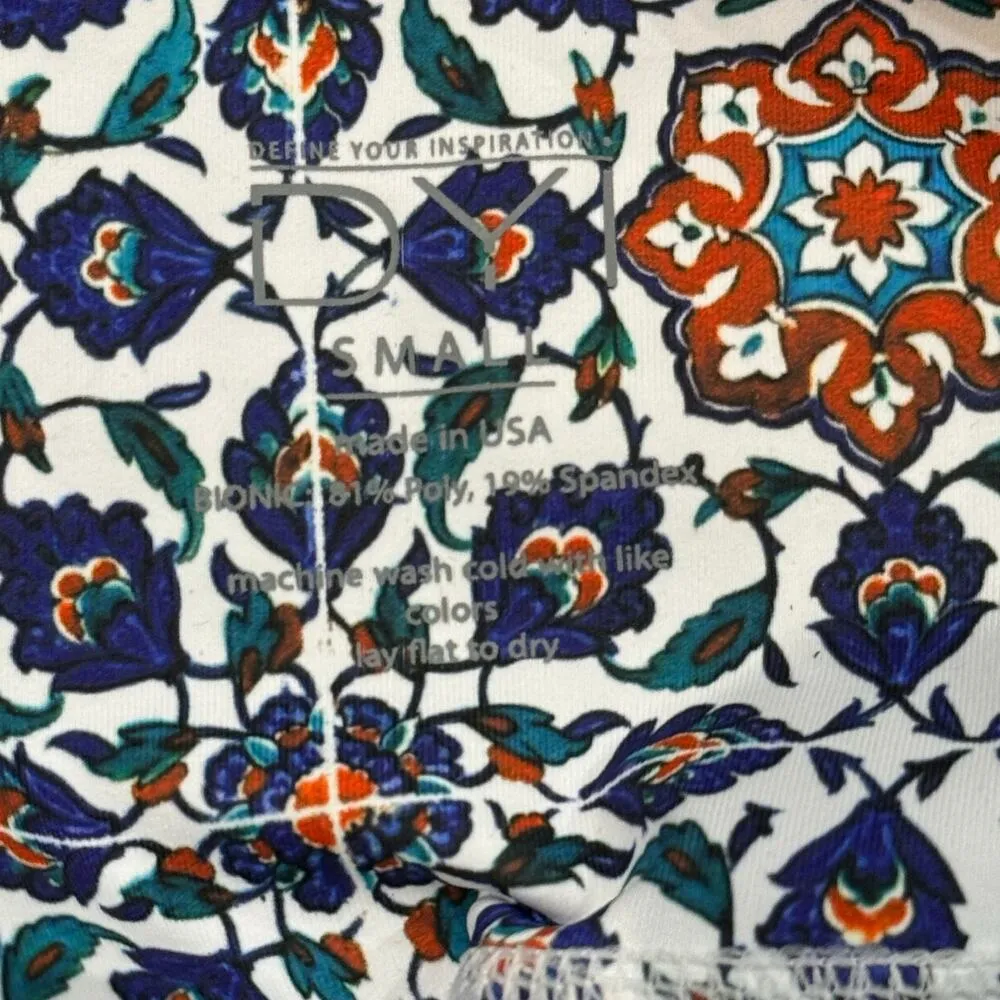 DYI S Signature Tight Tile Multi Printed Floral Vines HighRise Leggings Workout - Image 10