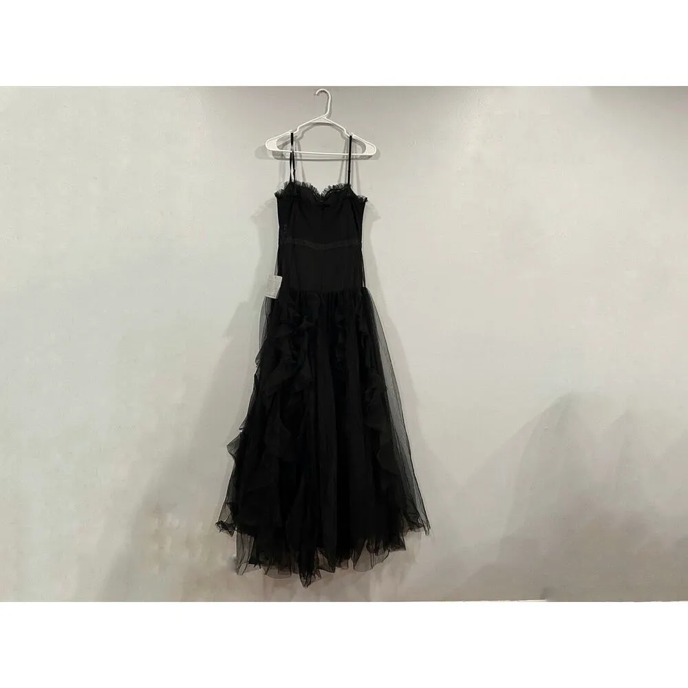 Betsy & Adam Black Ruffle Tulle Gown 10 NWOT - Image 4