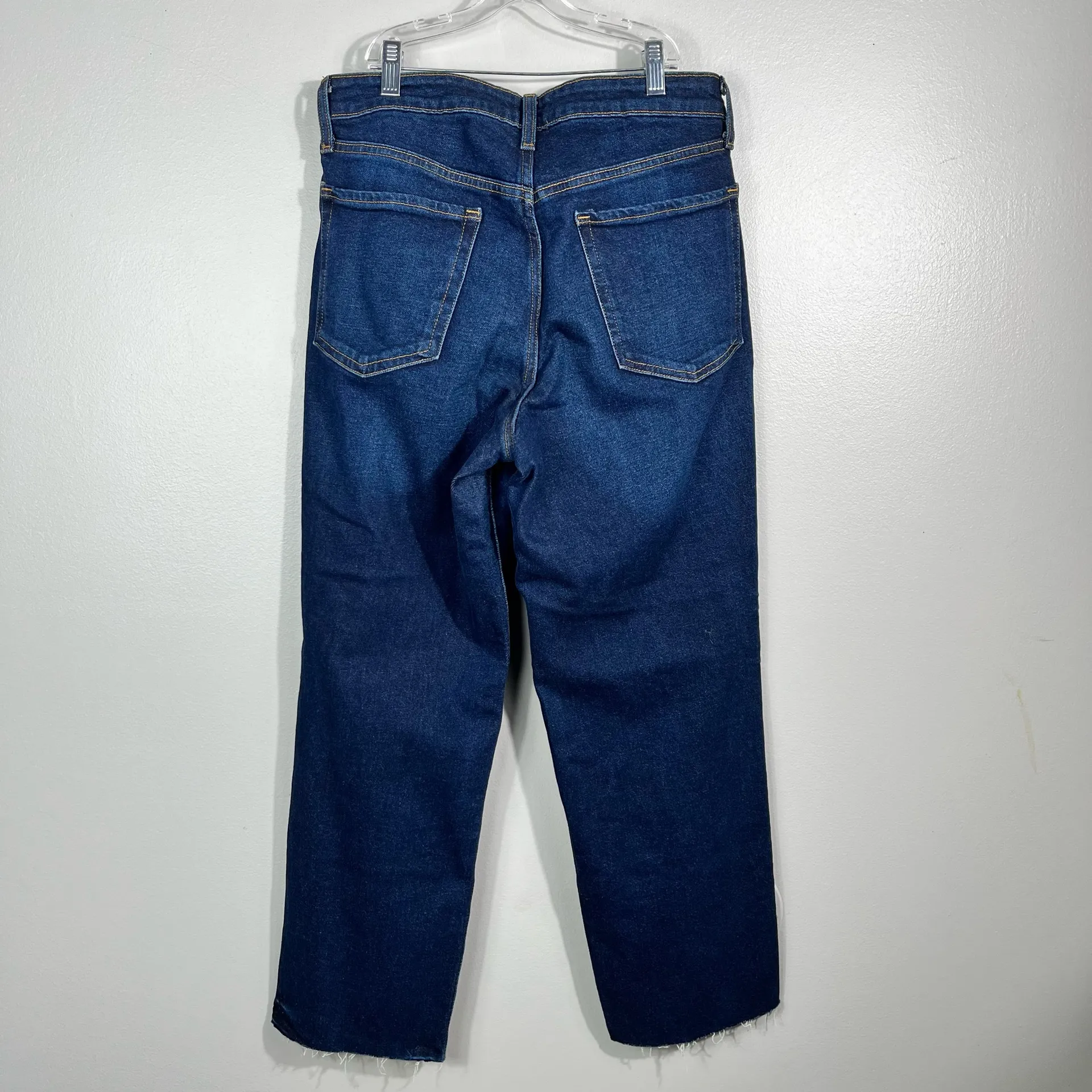 Old Navy Dark Wash High Rise O.G. Loose Raw Hem Baggy Casual Jeans Smooth Pocket - Image 7