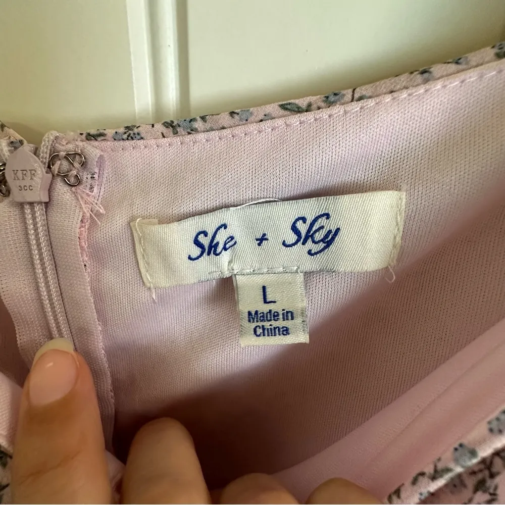 She+Sky off the shoulder light mauve ruched body con dress women size L - Image 8