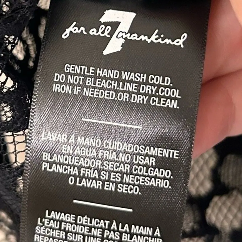 NEW 7 For All Mankind Scalloped Lace Top in Jet Black size XS - Image 12