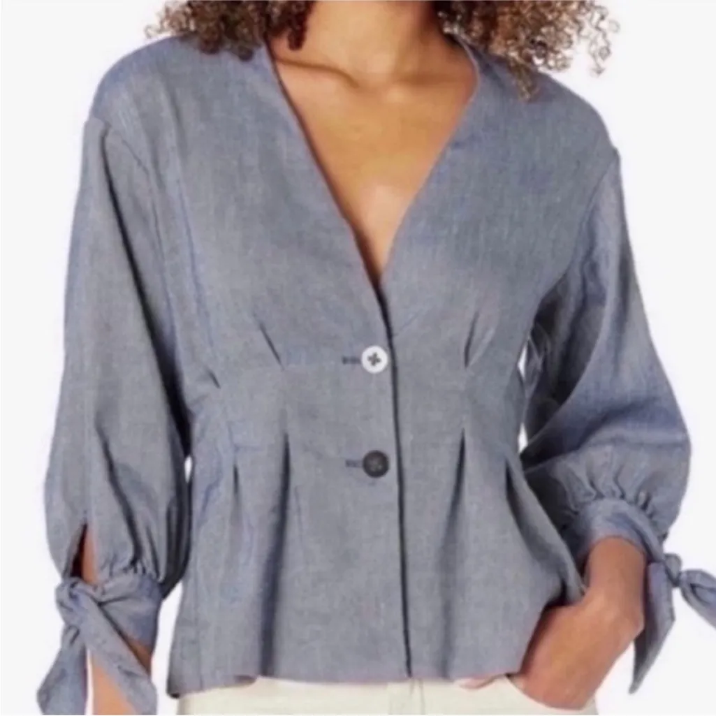 Nic+Zoe  Slate Blue Buttoned Blazer - Image 2