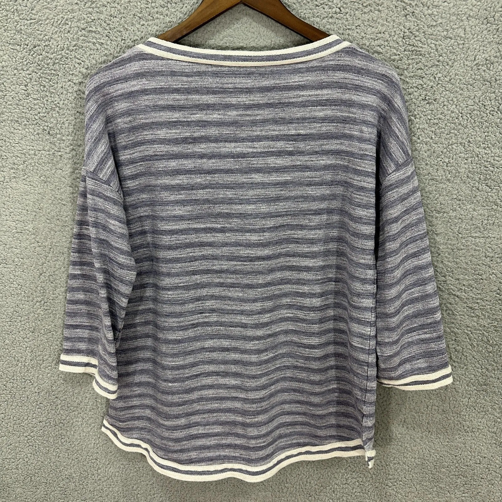 Soft Surroundings Top M Blue Striped Coastal Pullover Nautical Cottage Preppy - Image 2