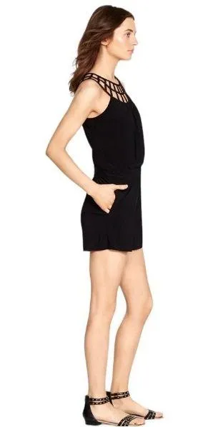 Size 2 Romper Lattice Caged Neckline White House Black Market NWT WHBM - Image 2