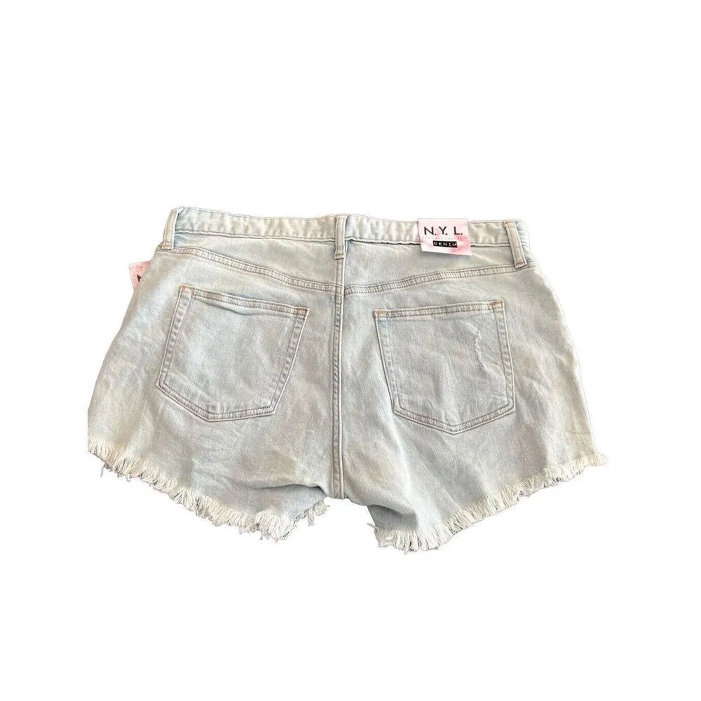 New York Laundry Vintage High Rise Light Wash Womens Denim Shorts size 13 - Image 2