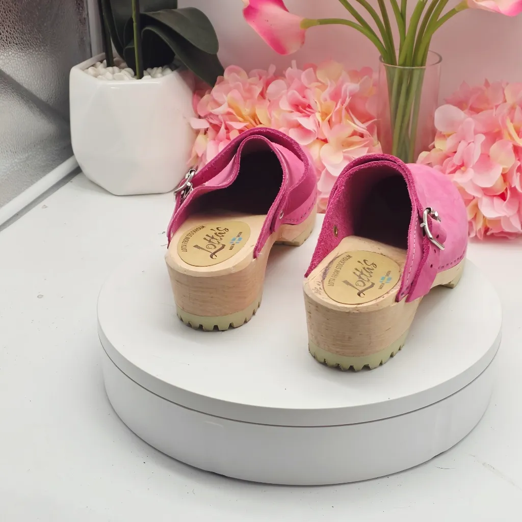 Lotta From Stockholm Classic Swedish Clogs Pink Oiled Nubuck Leather sz 7 - Image 6