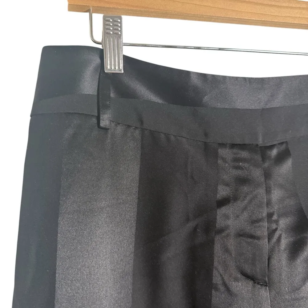 Grace Dane Lewis Black Satin Striped Wide Leg Trouser Dress Pants Size 8 - Image 4