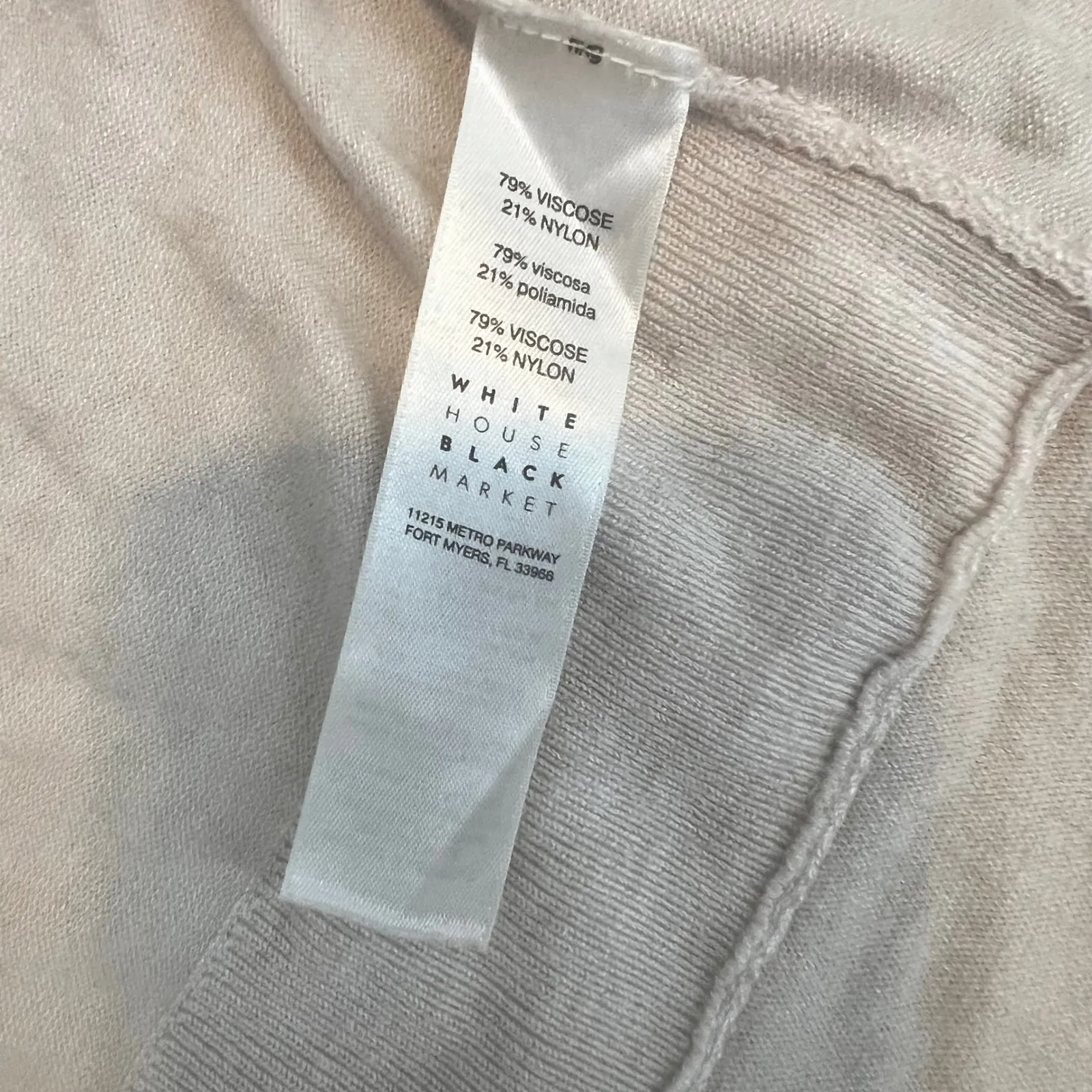 White House Black Market Womens Beige Ribbed Open Front Cardigan Sweater Size M - Image 3