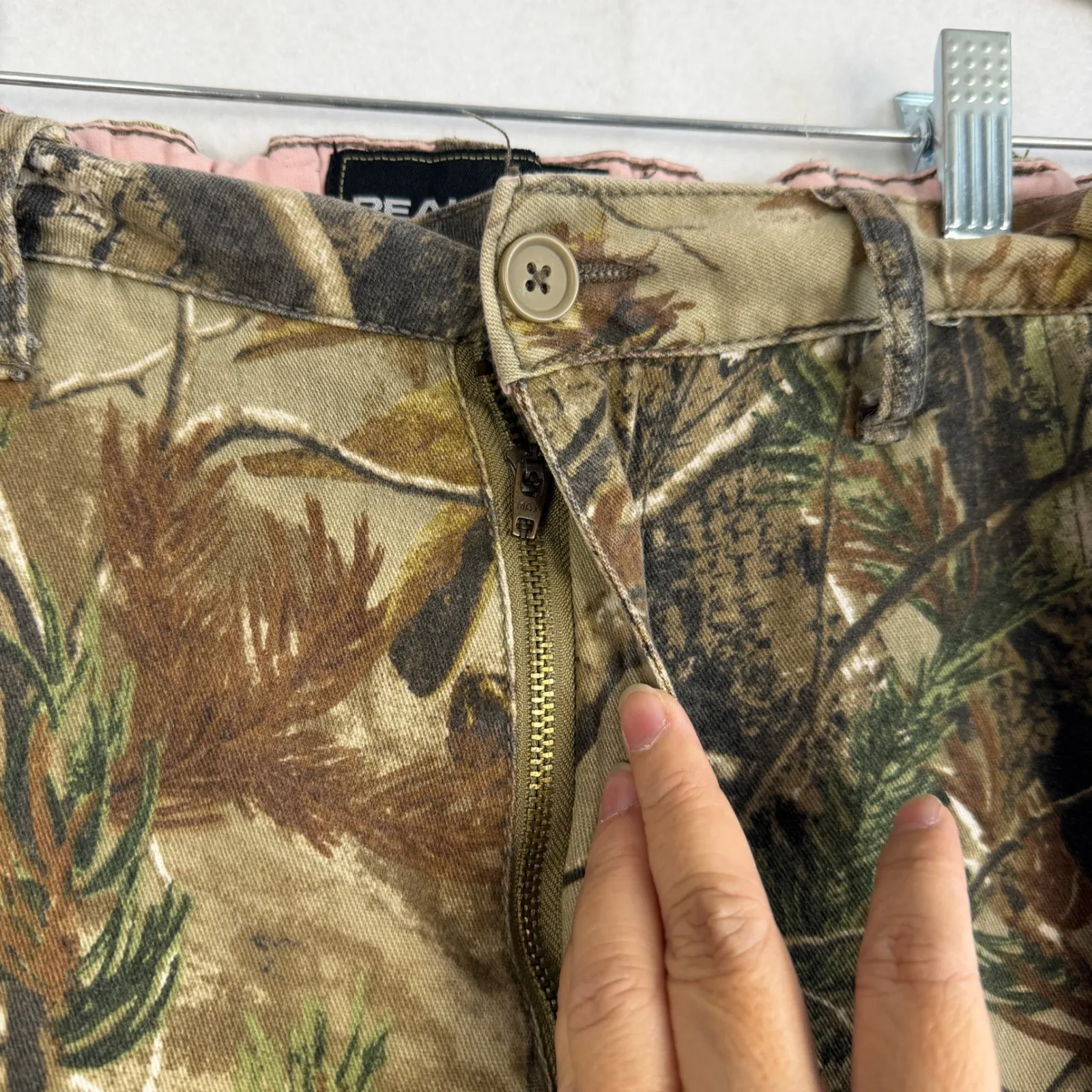 RealTree Camo Cargo Pants Drawstring Pockets Pink Trim Women XL Streetwear - Image 7